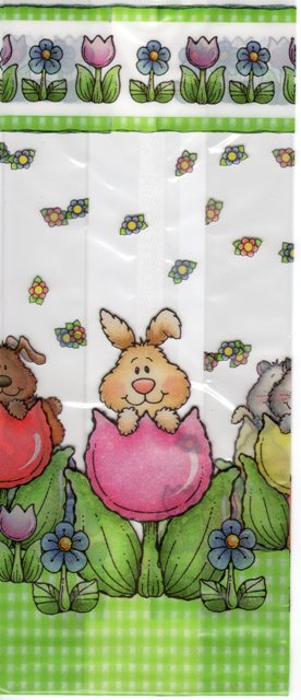 4 X 2 1/2 X 9 1/2  (HIDE N SEEK BUNNY) Clear Gusseted Bags (Qty 25) 1#